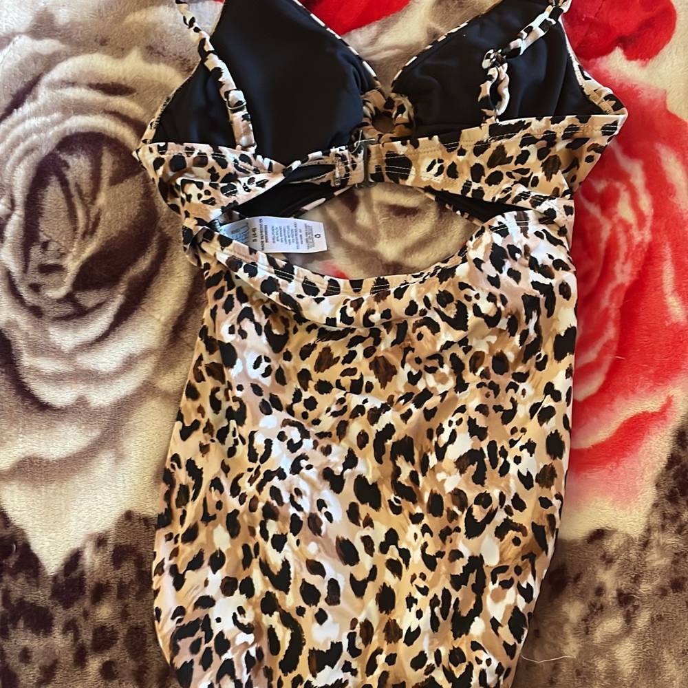 Leopard print one piece swim suit